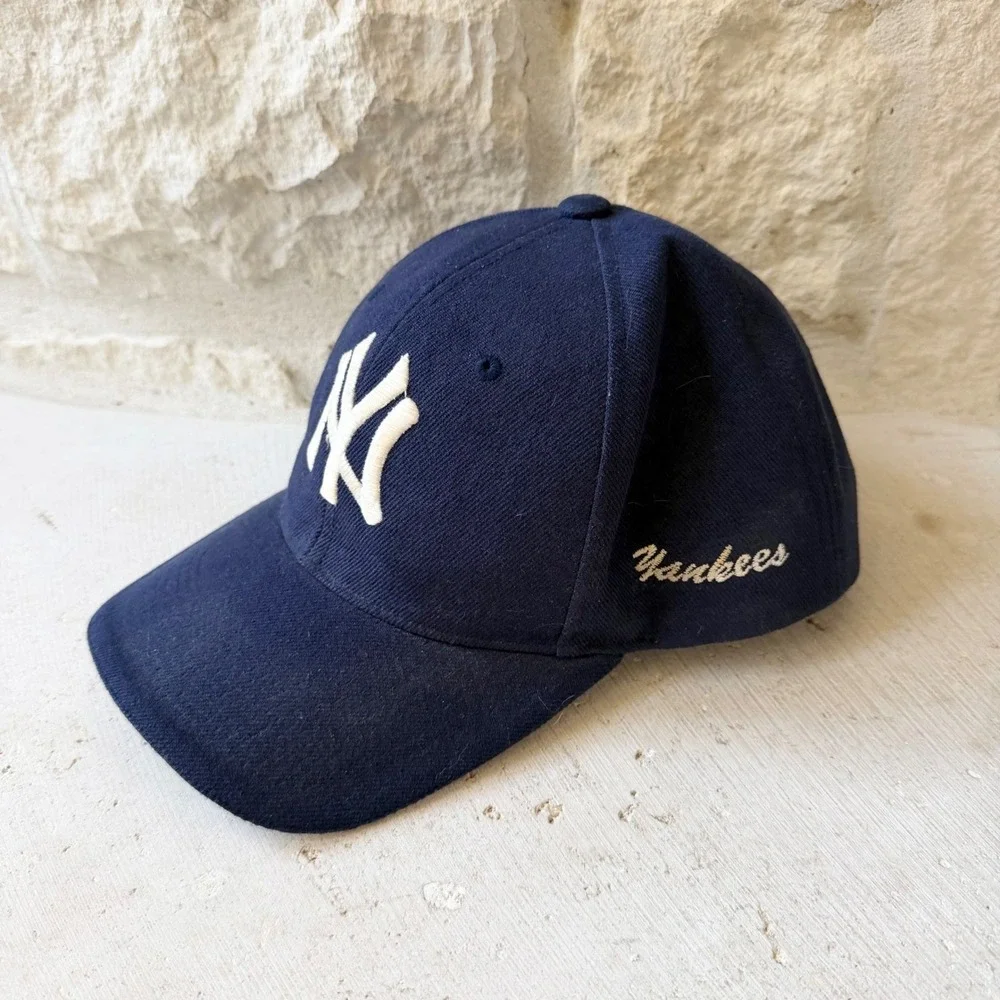 Hana‎ Sports New York Yankees Baseball Cap Navy Blue Wool Blend OSFA Hat